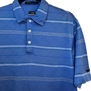 Nike Tiger Woods Men’s S Blue Striped Polo Golf Shirt Cotton Blend
